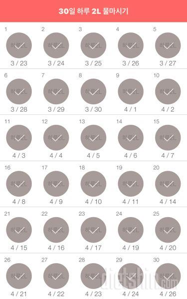 30일 하루 2L 물마시기 30일차 성공!