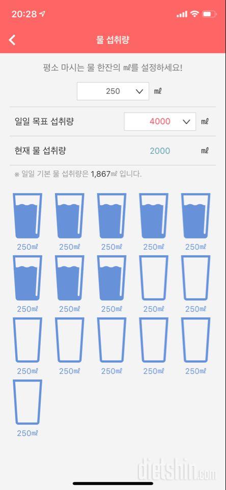 30일 하루 2L 물마시기 5일차 성공!