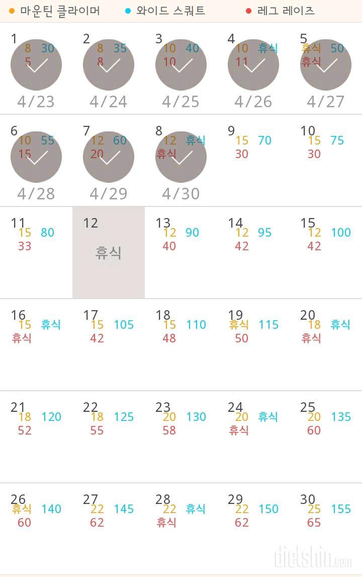 30일 체지방 줄이기 8일차 성공!