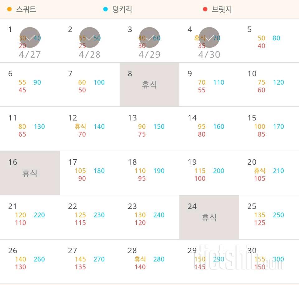 30일 애플힙 4일차 성공!