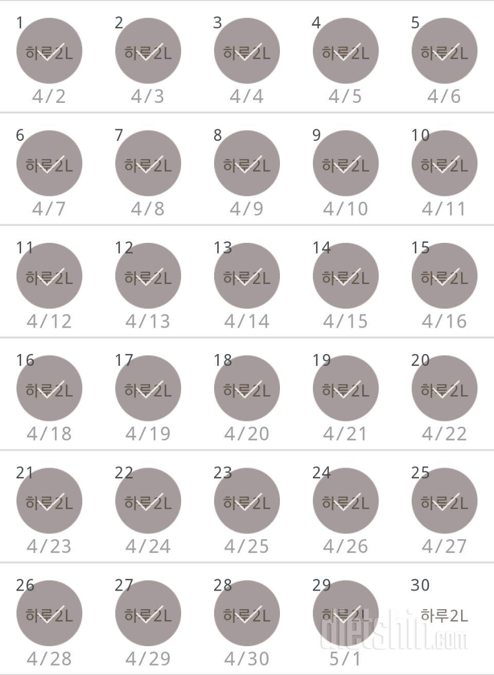 30일 하루 2L 물마시기 29일차 성공!