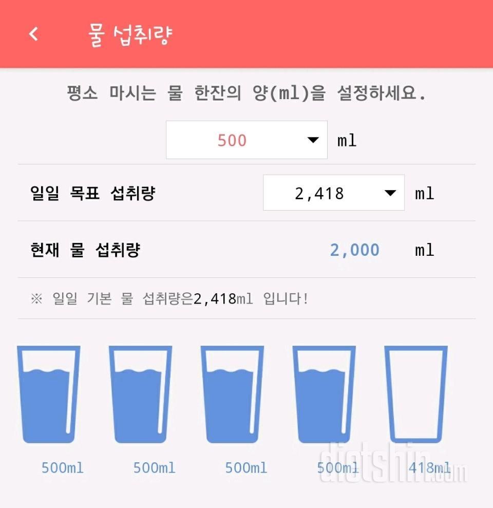 30일 하루 2L 물마시기 4일차 성공!