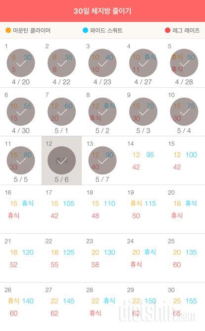 30일 체지방 줄이기 13일차 성공!