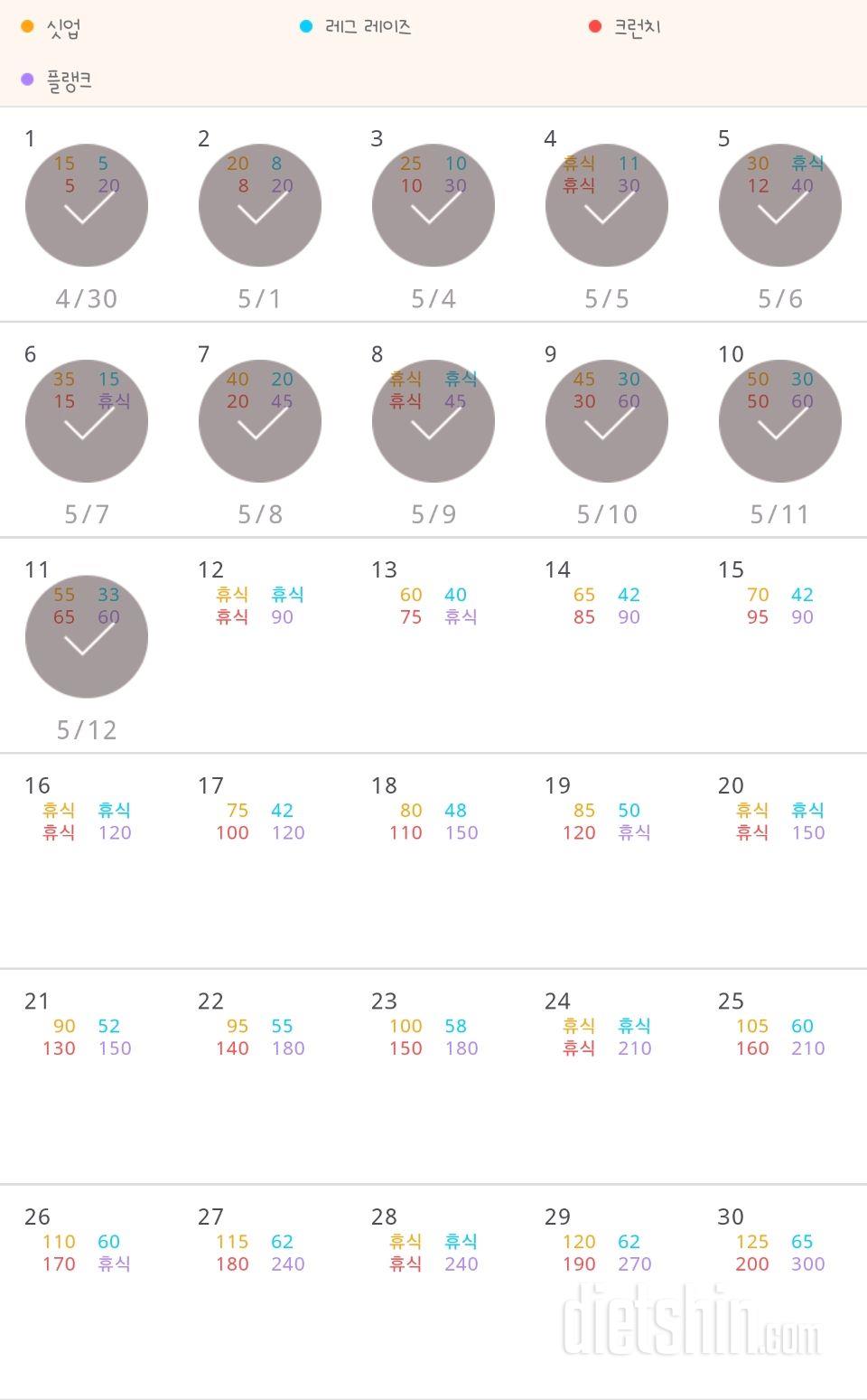 30일 복근 만들기 71일차 성공!