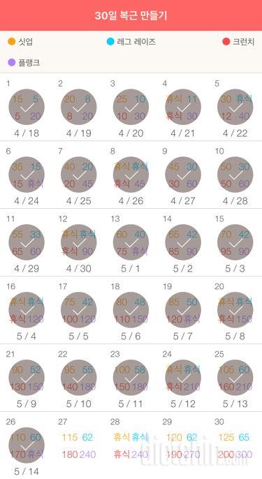 30일 복근 만들기 26일차 성공!