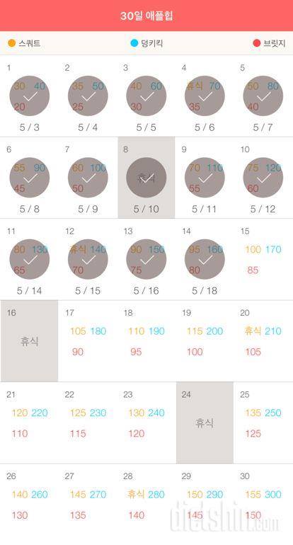 30일 애플힙 14일차 성공!