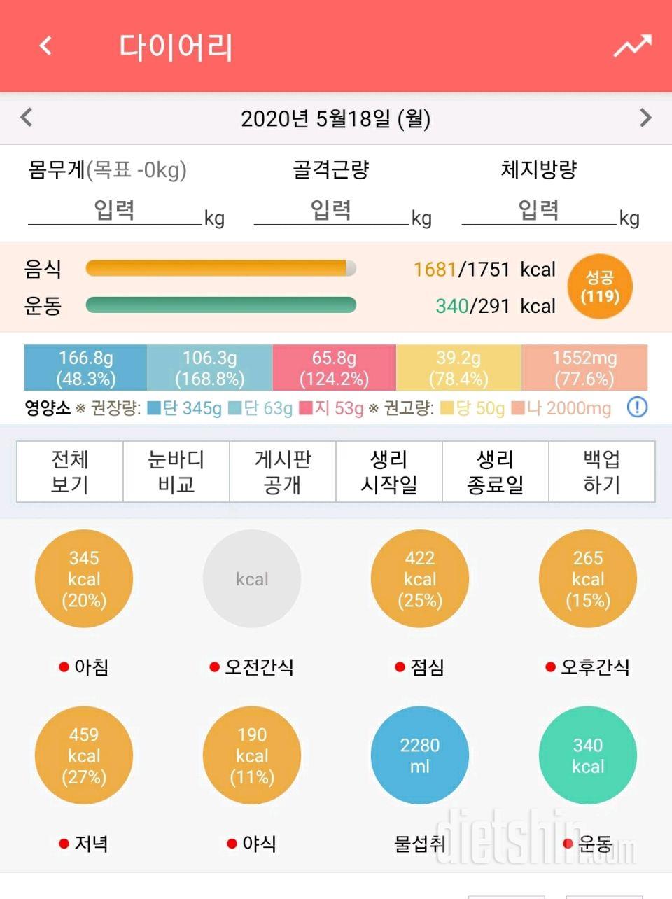 5/18(월)하루식단~.