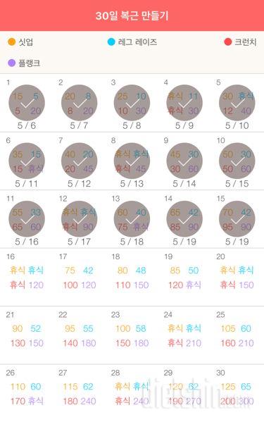 30일 복근 만들기 15일차 성공!