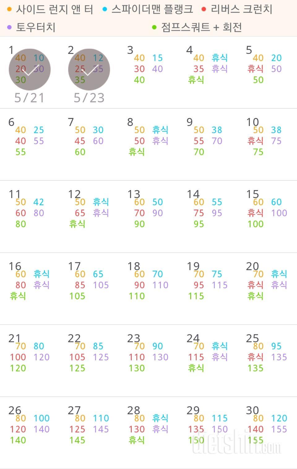 30일 전신운동  2일차 성공!