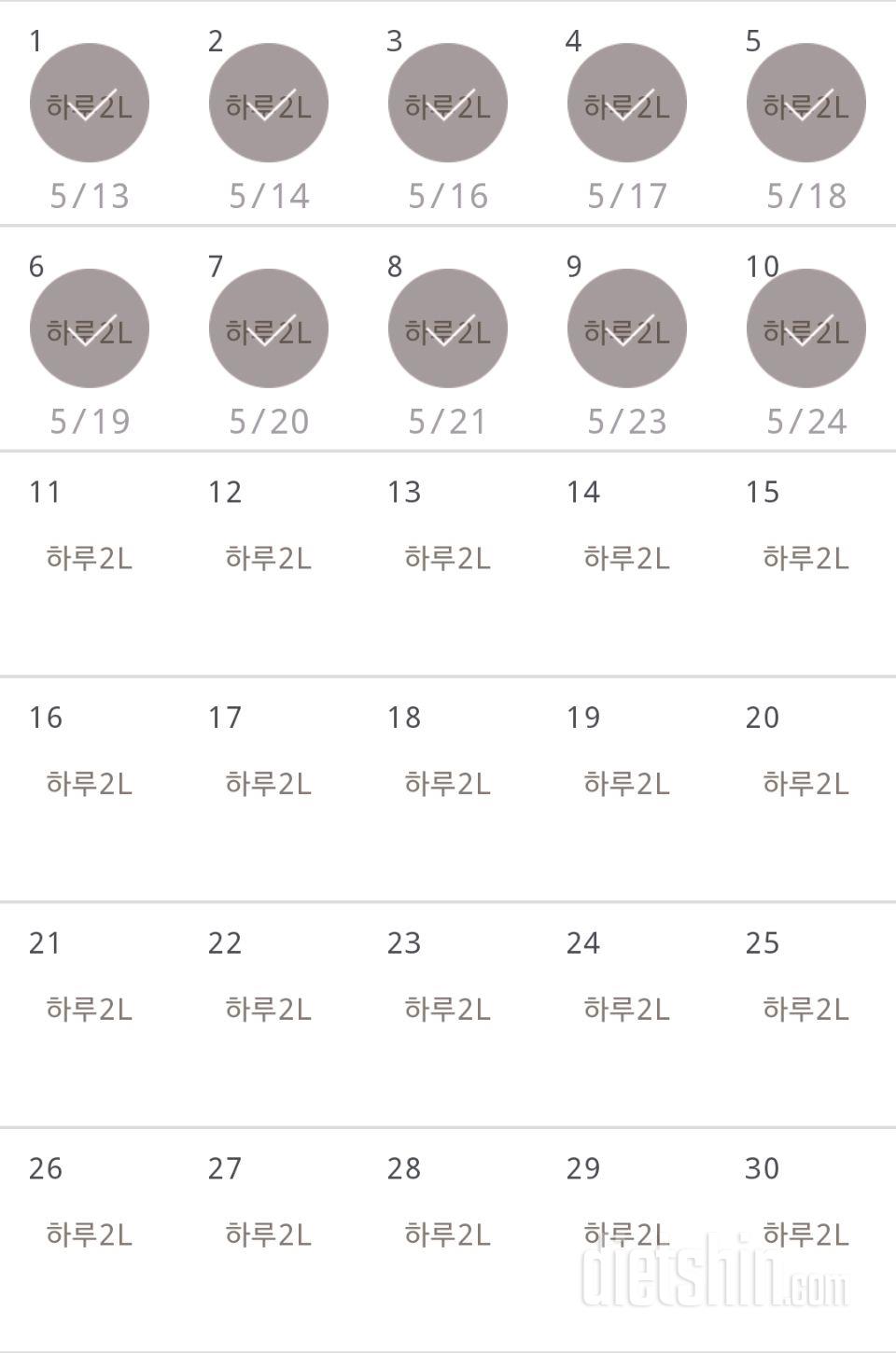 30일 하루 2L 물마시기 130일차 성공!