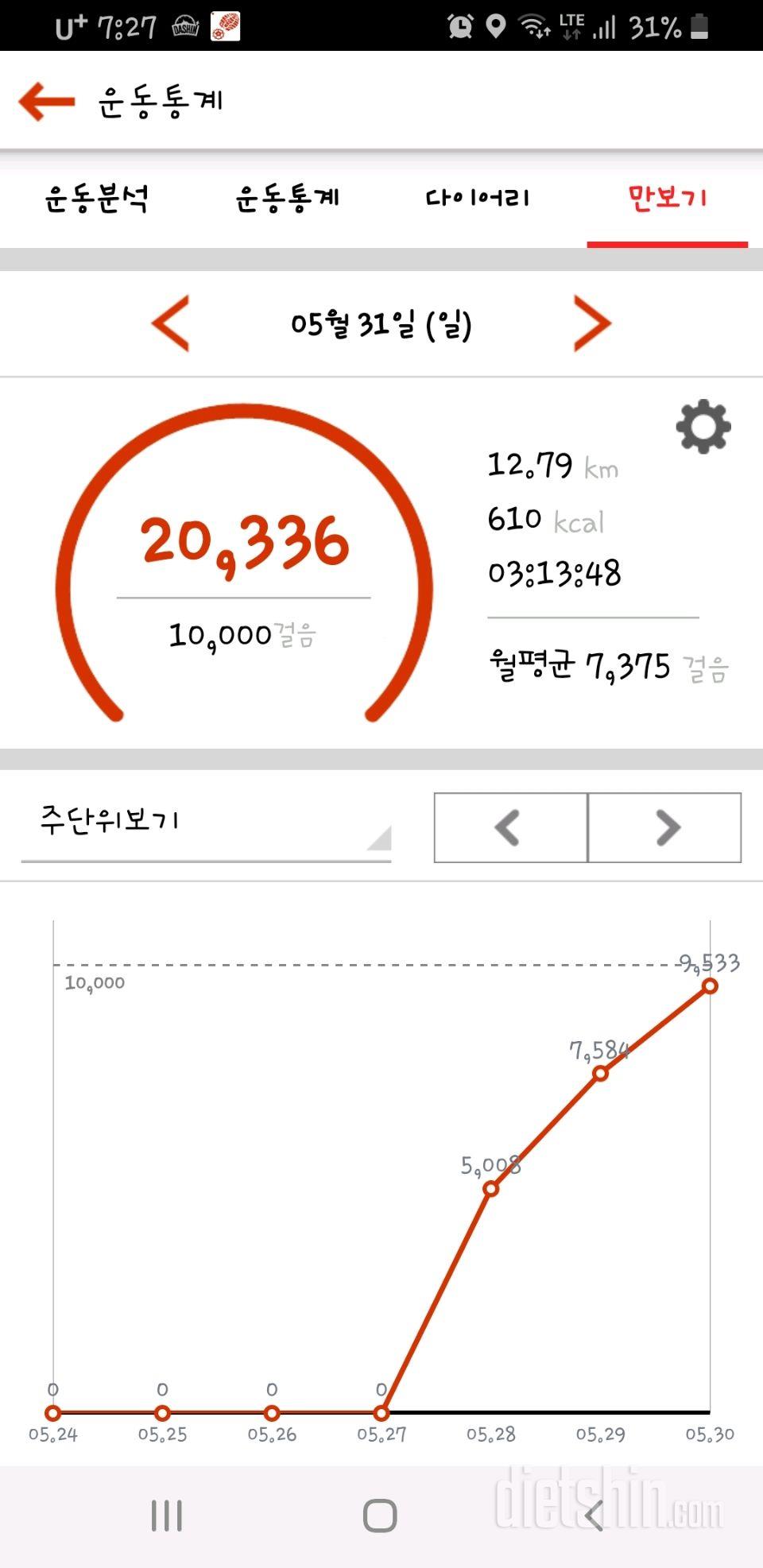 30일 만보 걷기 1일차 성공!