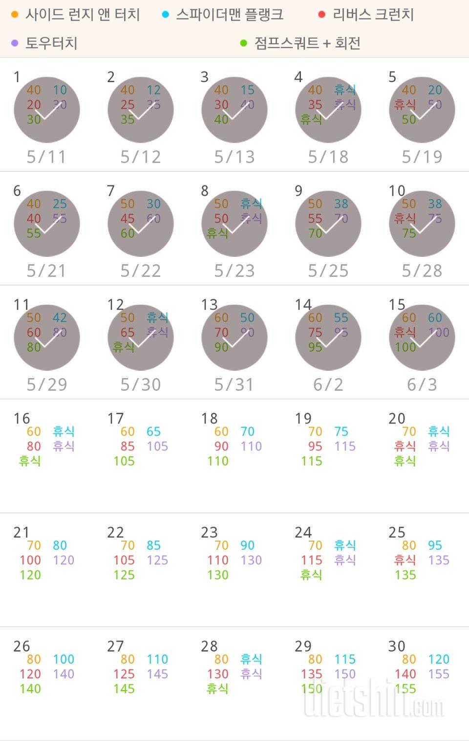 30일 전신운동  15일차 성공!