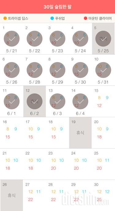 30일 슬림한 팔 14일차 성공!