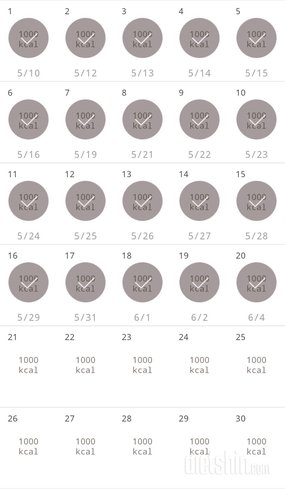 30일 1,000kcal 식단 20일차 성공!