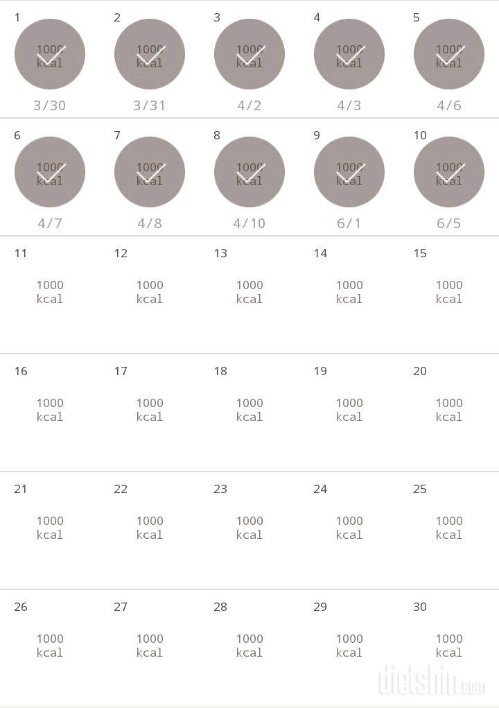 30일 1,000kcal 식단 10일차 성공!