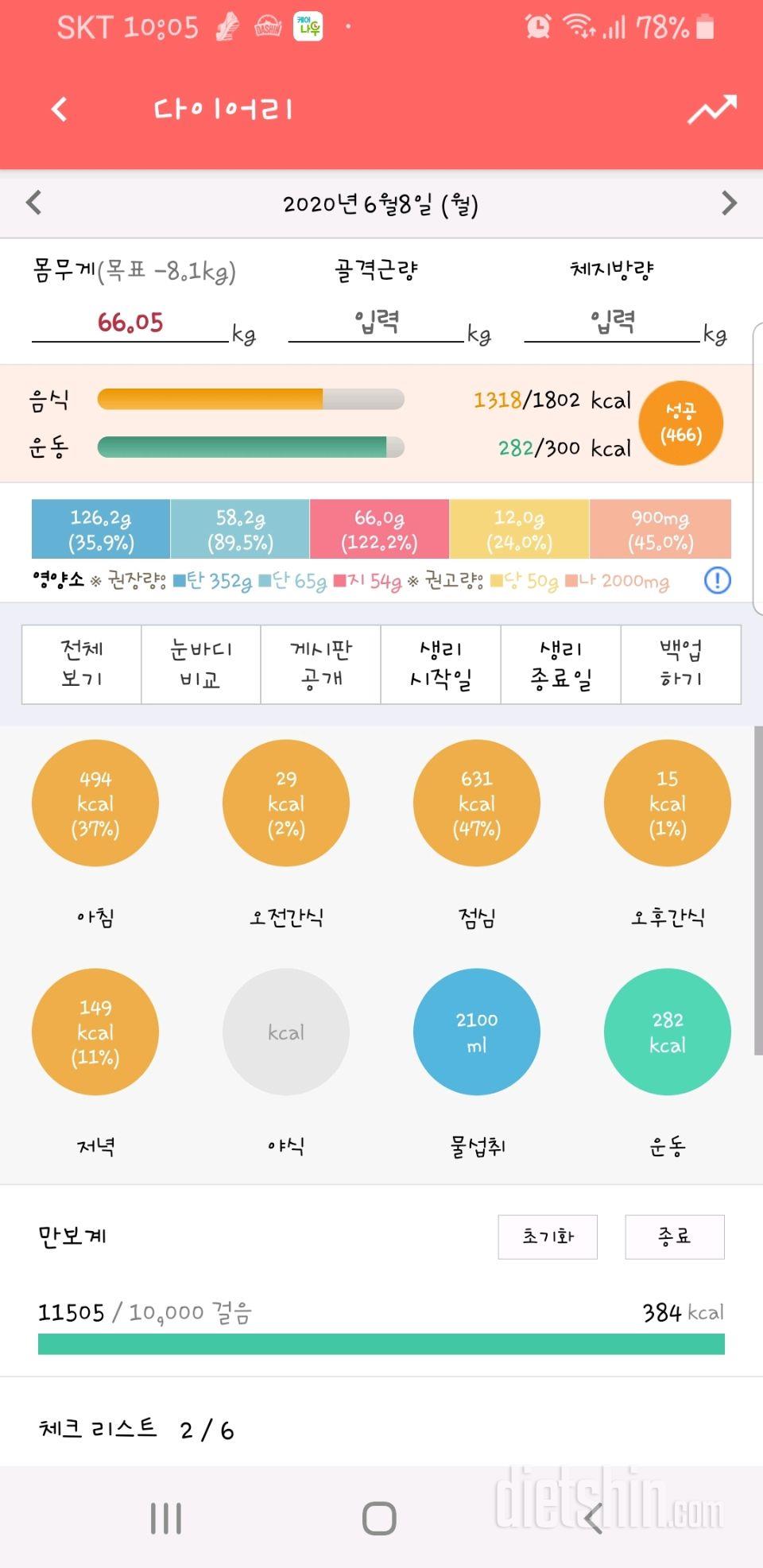 30일 하루 2L 물마시기 144일차 성공!