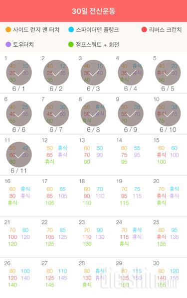 30일 전신운동  11일차 성공!