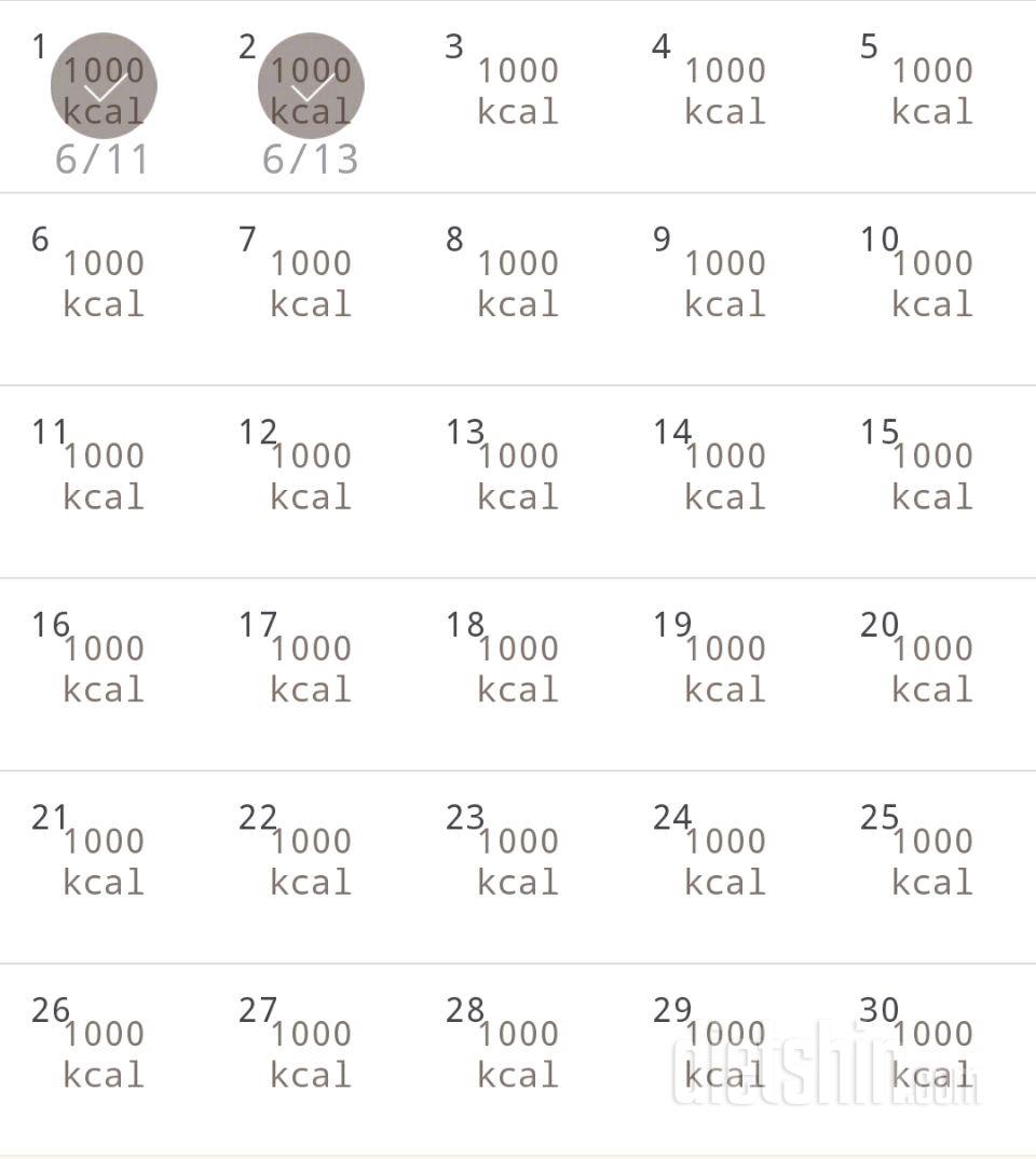 30일 1,000kcal 식단 2일차 성공!