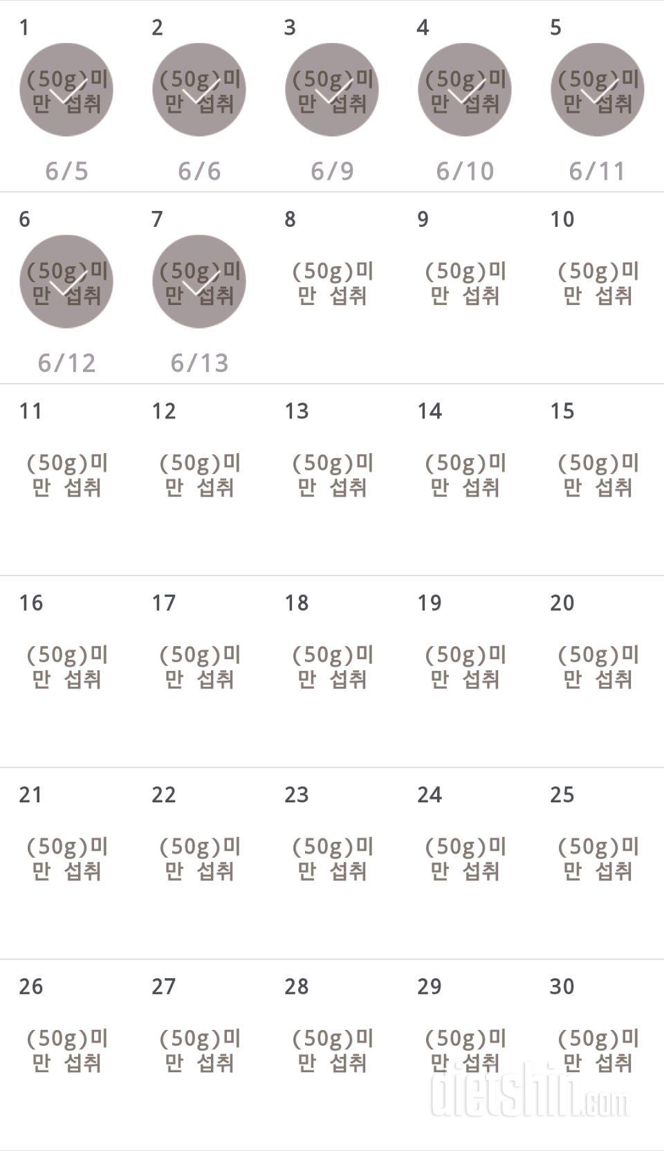 30일 당줄이기 7일차 성공!