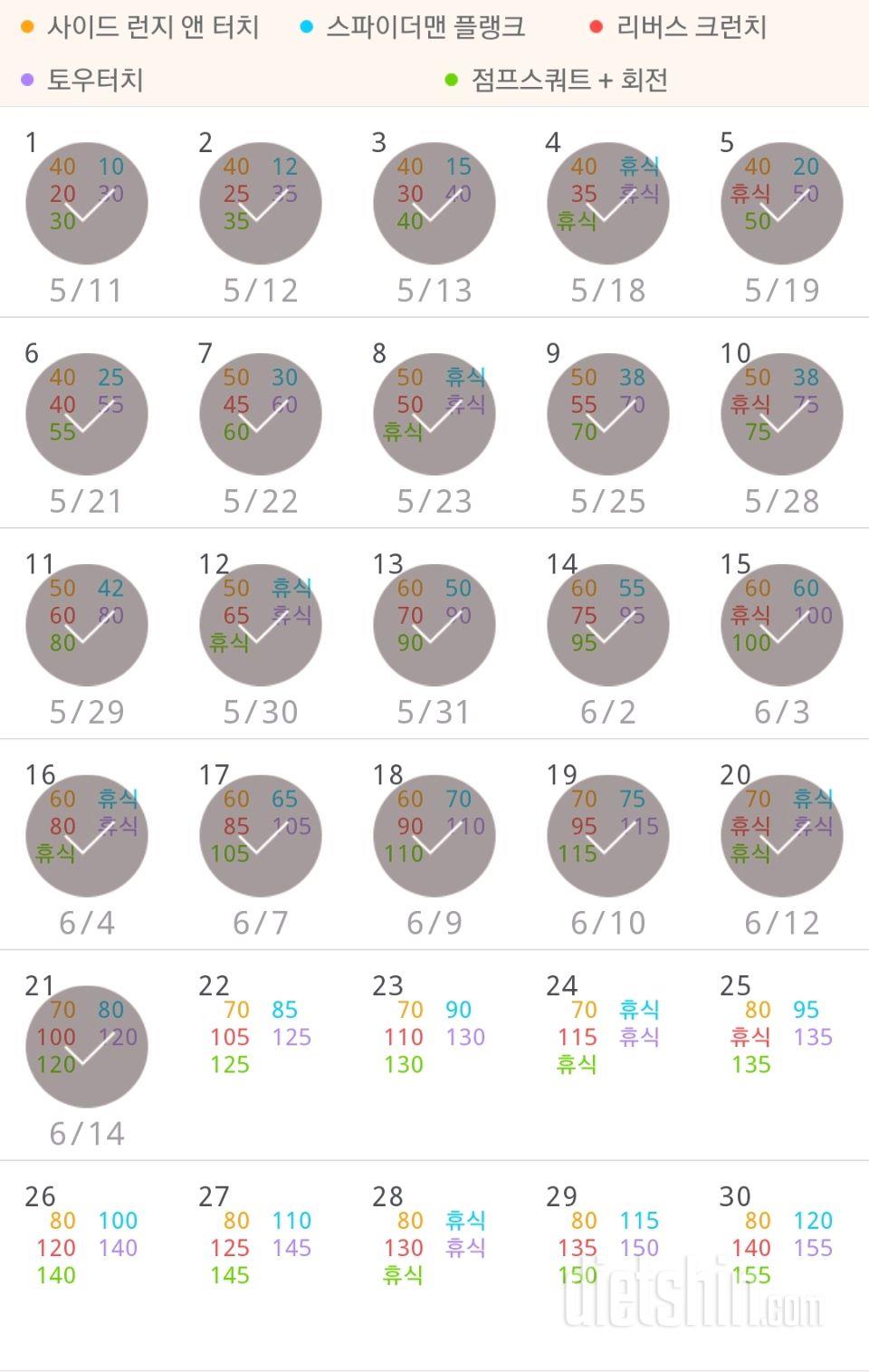 30일 전신운동  21일차 성공!