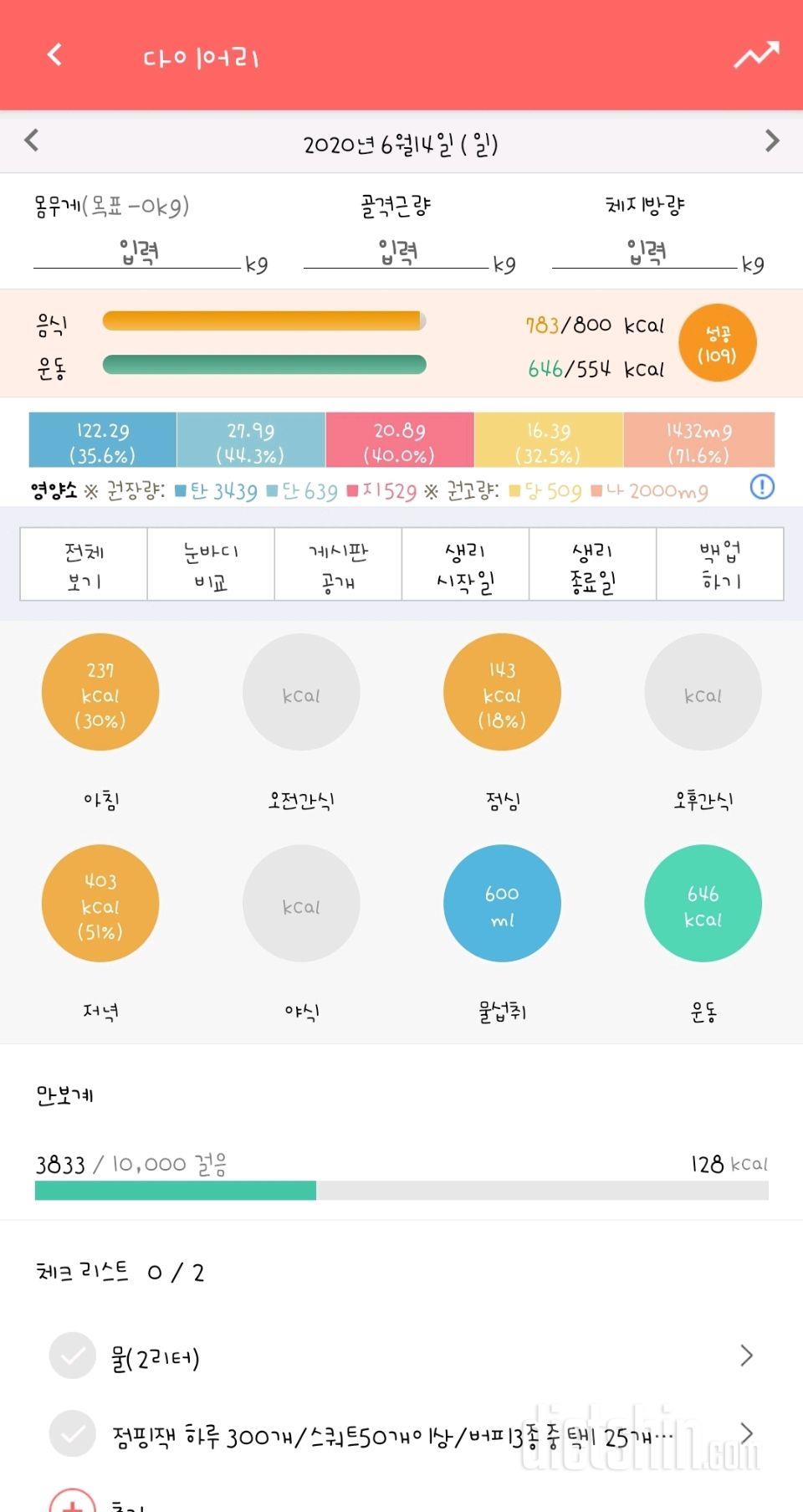 30일 1,000kcal 식단 36일차 성공!