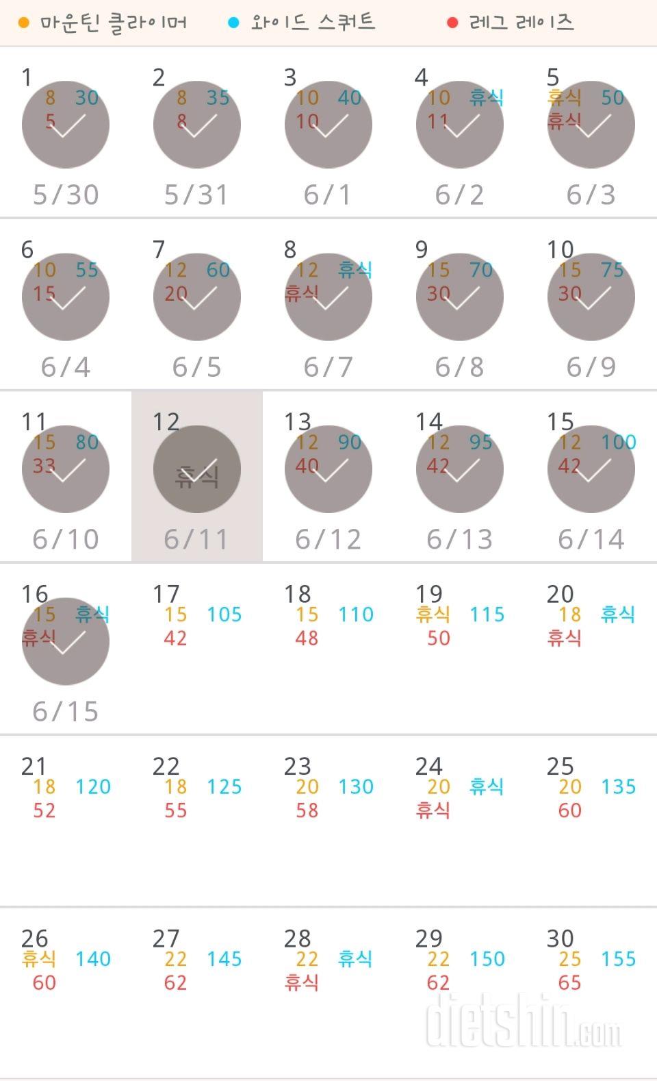 30일 체지방 줄이기 16일차 성공!