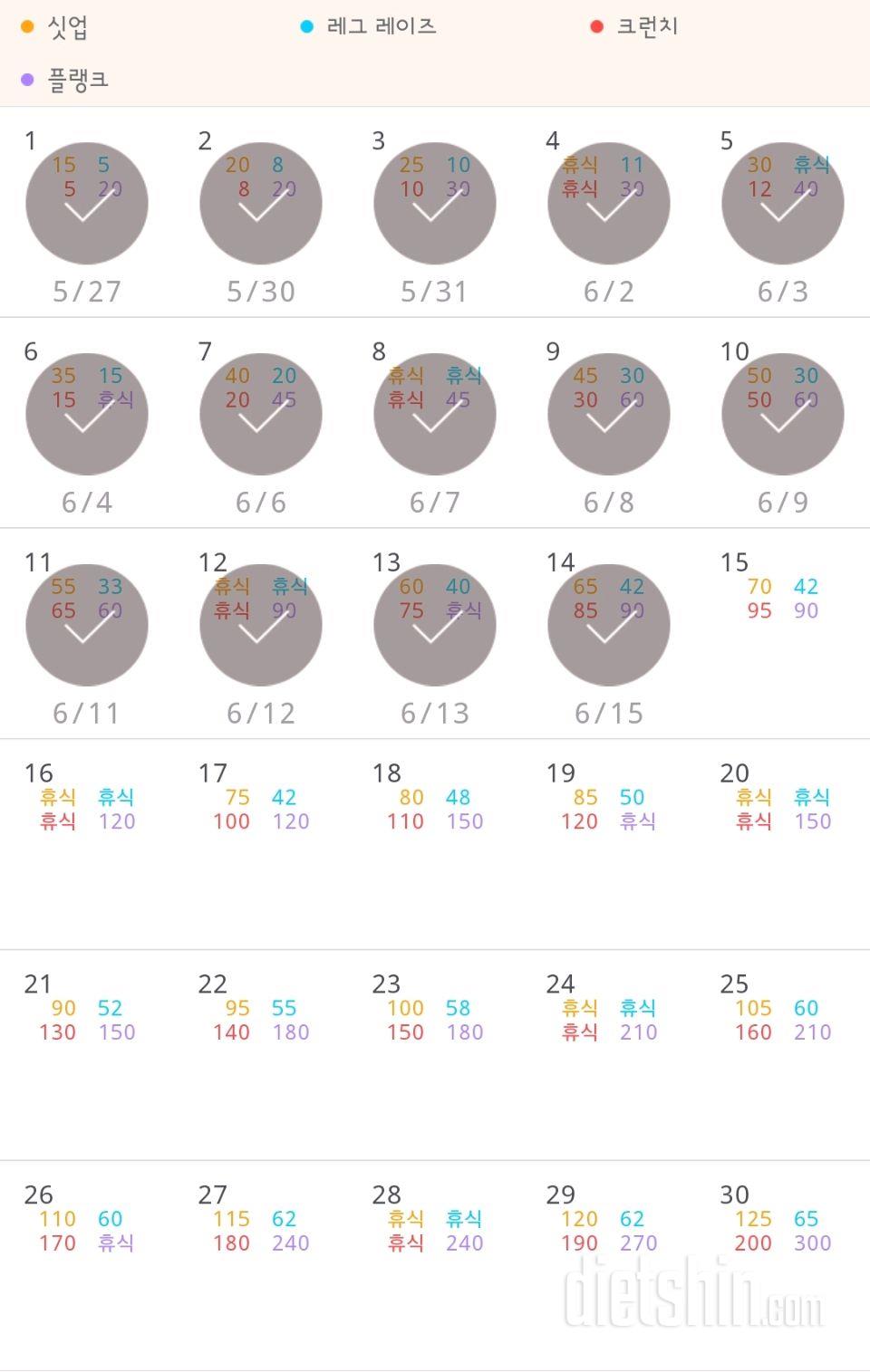 30일 복근 만들기 14일차 성공!