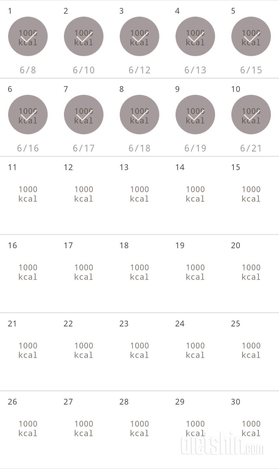 30일 1,000kcal 식단 10일차 성공!