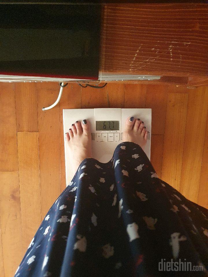 67.7kg  전날보다 200g 늘었어요