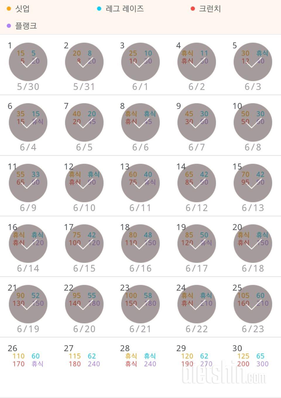 30일 복근 만들기 25일차 성공!