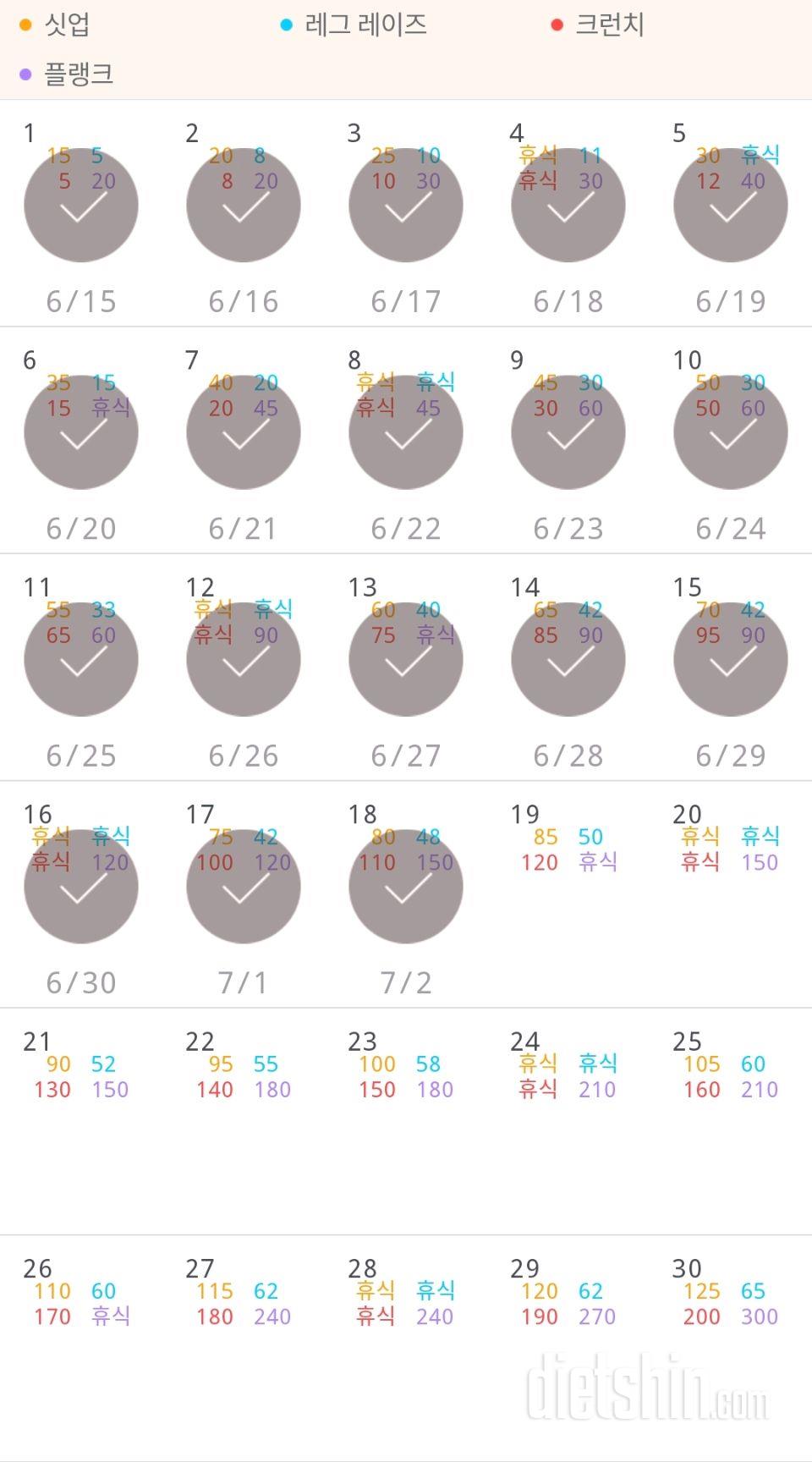 30일 복근 만들기 18일차 성공!