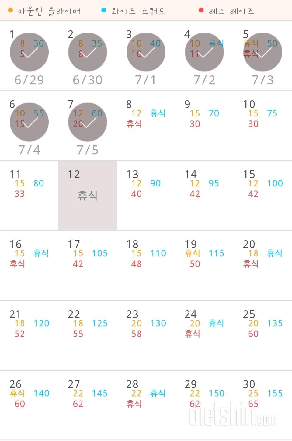 30일 체지방 줄이기 7일차 성공!