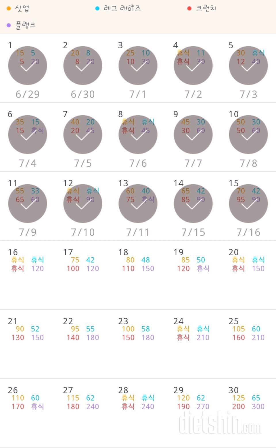 30일 복근 만들기 15일차 성공!