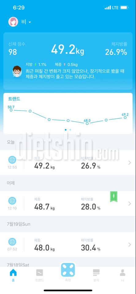 [9일차]49.2kg(어제보다+0.5kg)