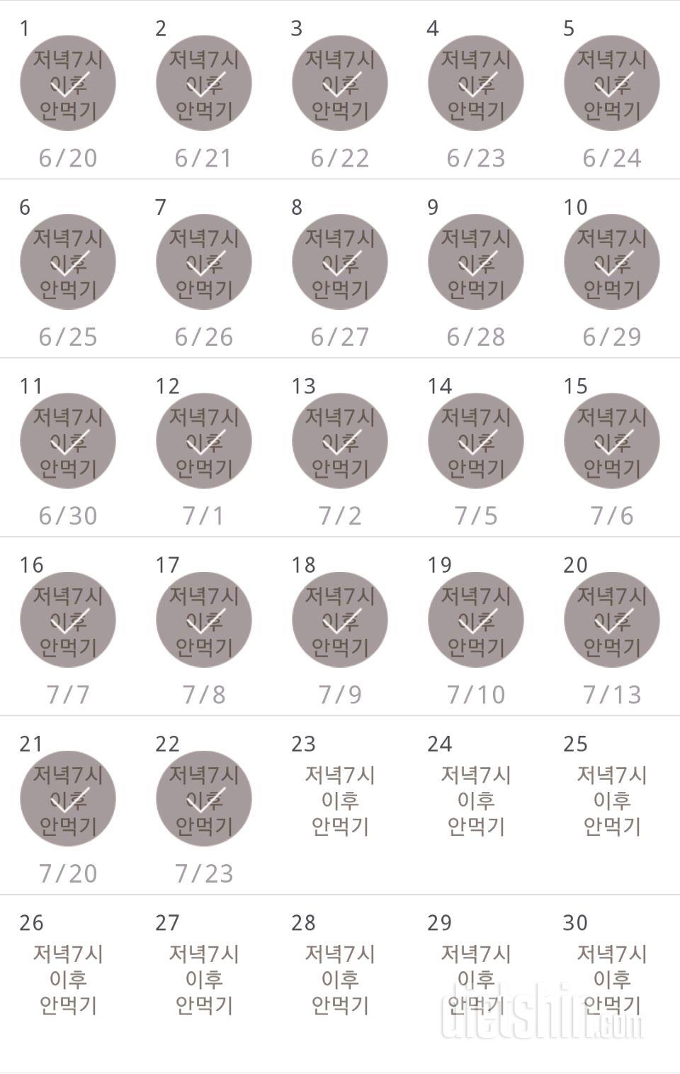 30일 야식끊기 22일차 성공!