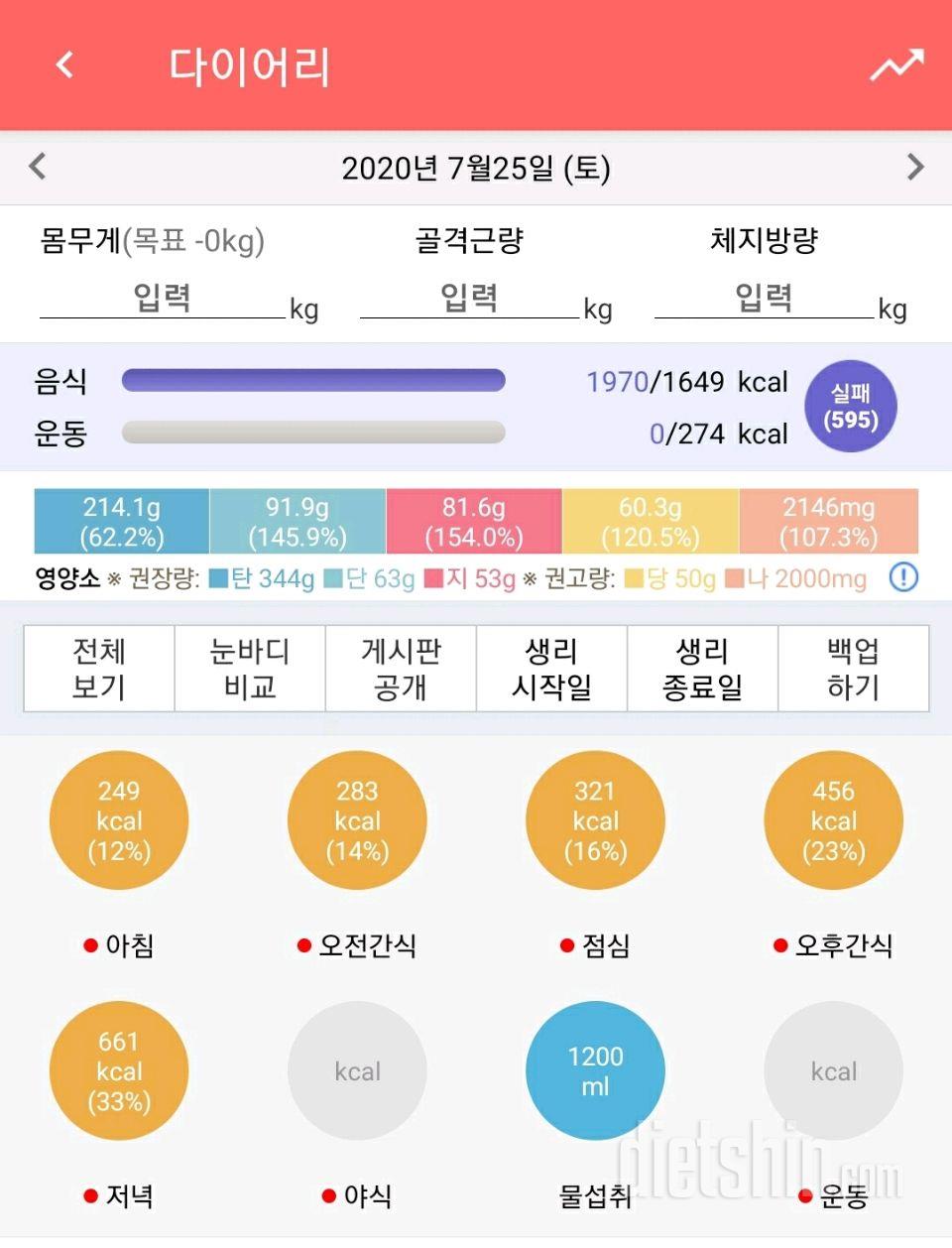 7/25(토)하루식단.