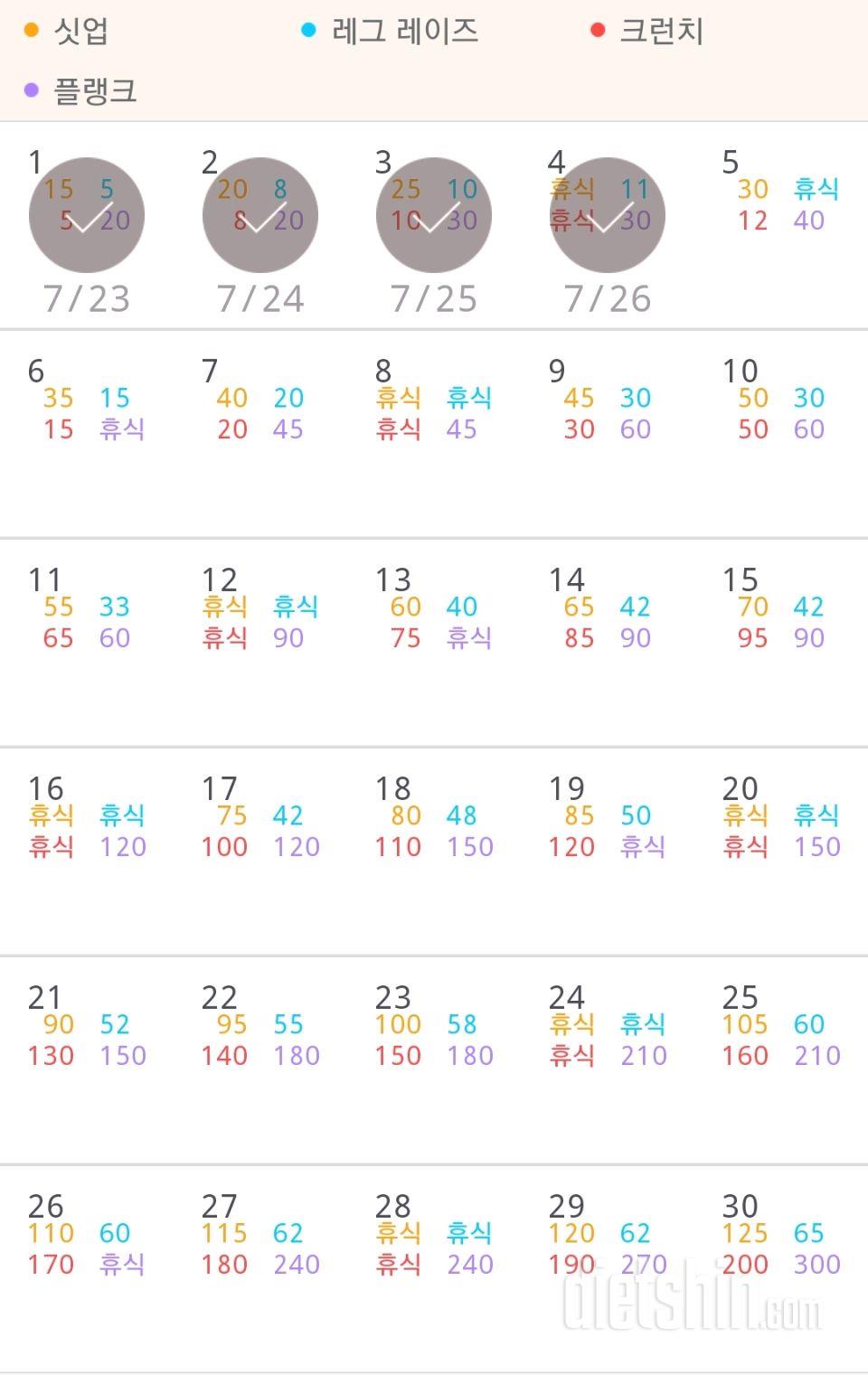 30일 복근 만들기 4일차 성공!