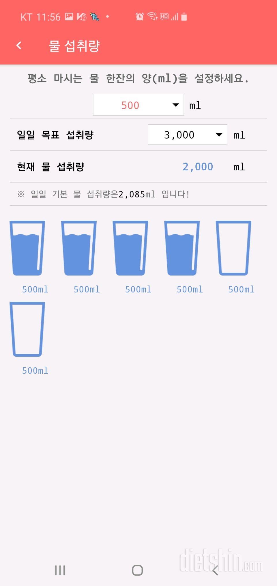 30일 하루 2L 물마시기 35일차 성공!