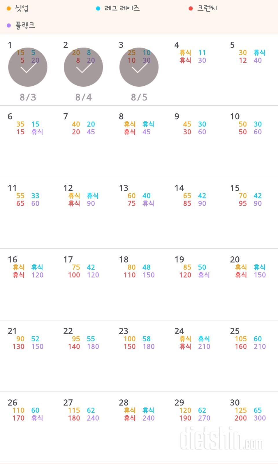 30일 복근 만들기 123일차 성공!