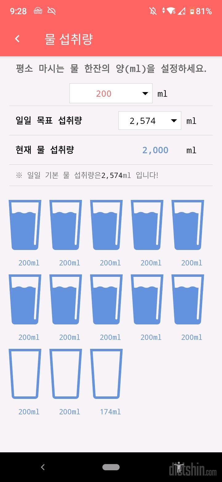 30일 하루 2L 물마시기 6일차 성공!