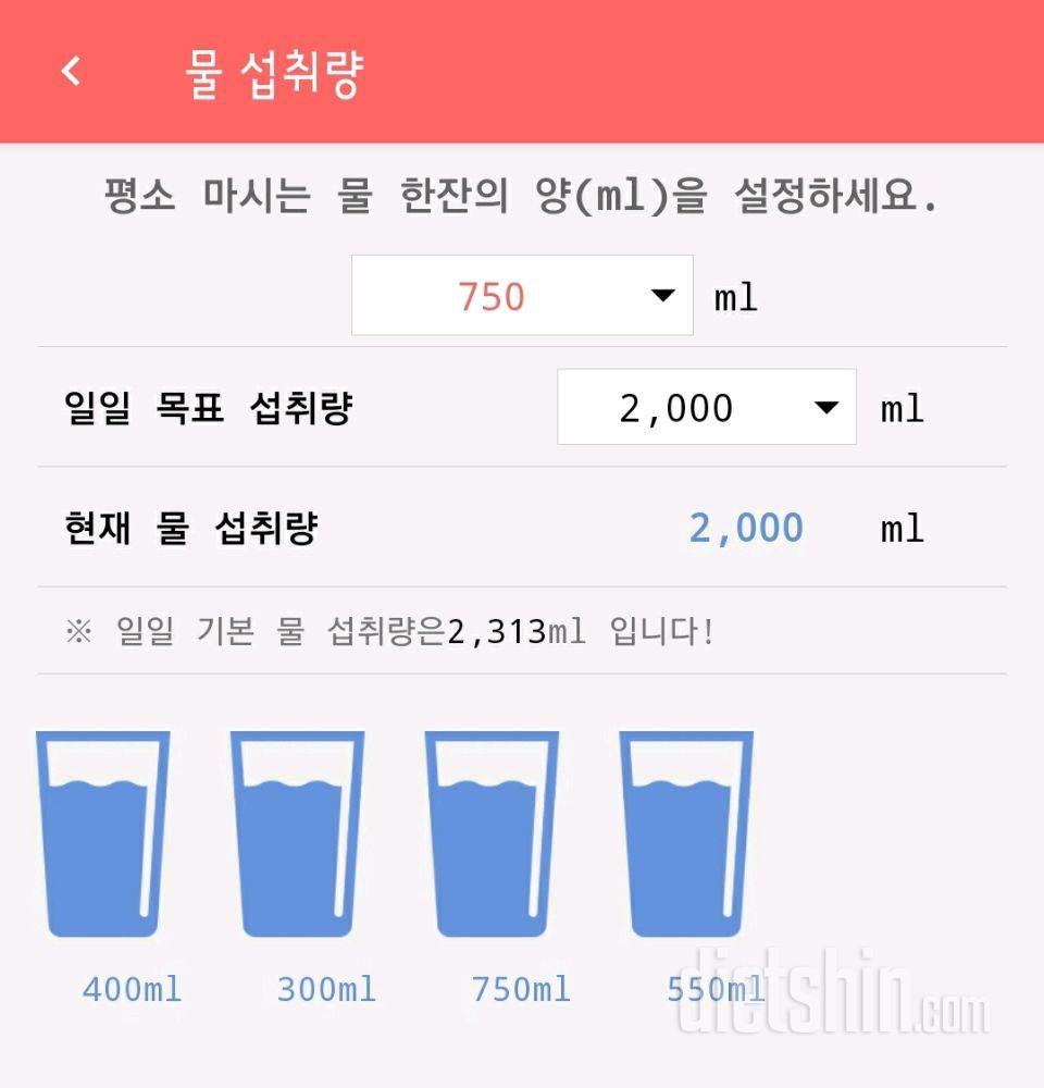 30일 하루 2L 물마시기 1일차 성공!