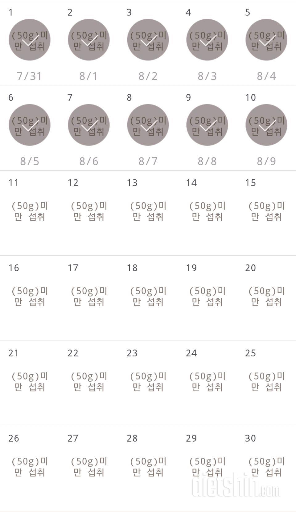 30일 당줄이기 10일차 성공!