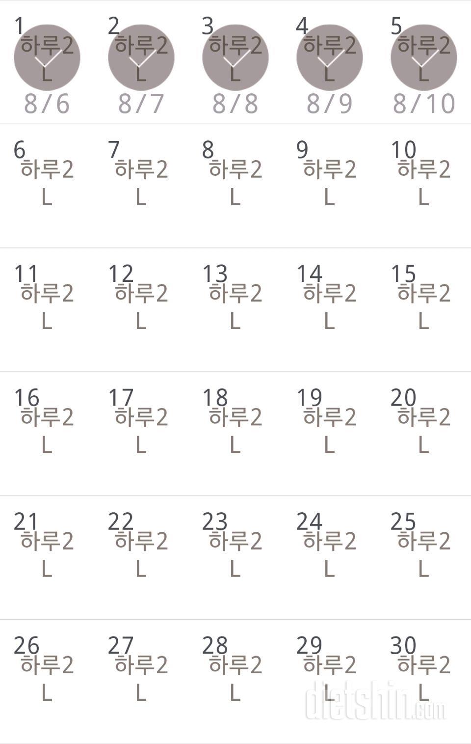 30일 하루 2L 물마시기 5일차 성공!