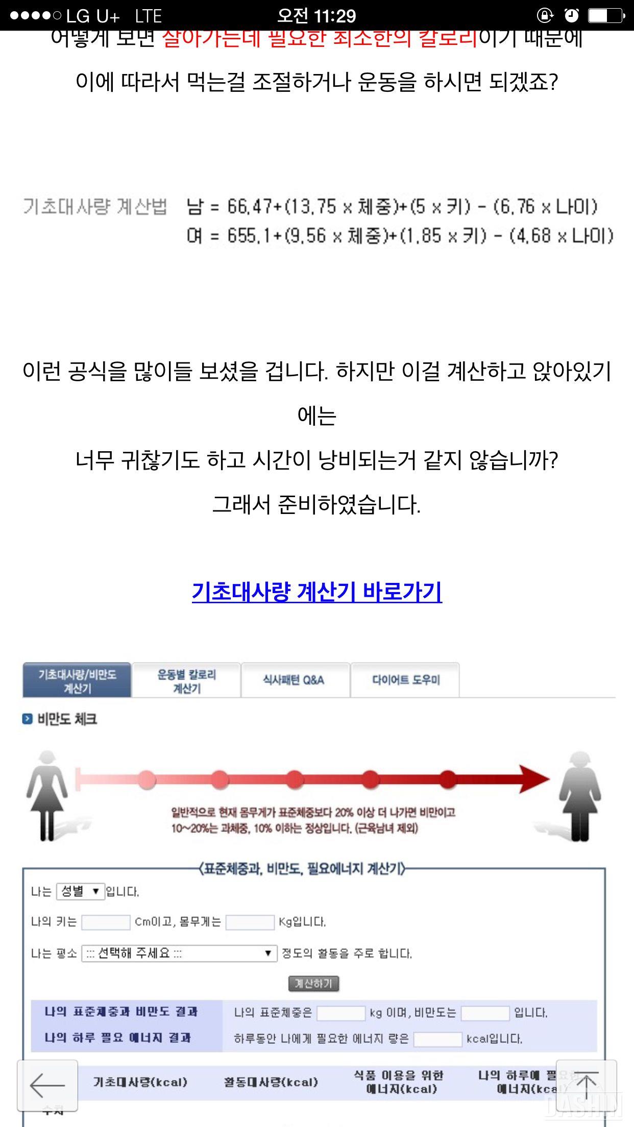 기초대사량 계산