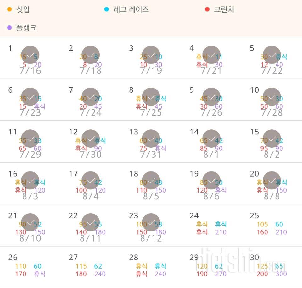 30일 복근 만들기 23일차 성공!