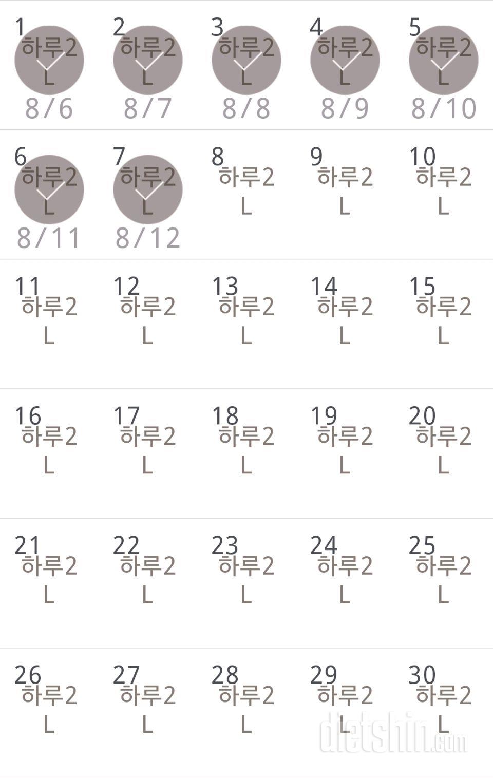 30일 하루 2L 물마시기 7일차 성공!