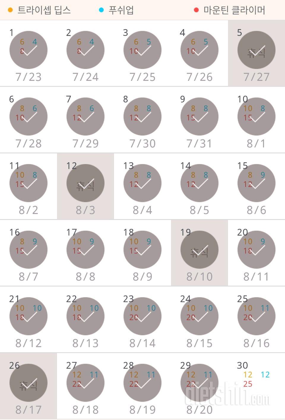 30일 슬림한 팔 899일차 성공!