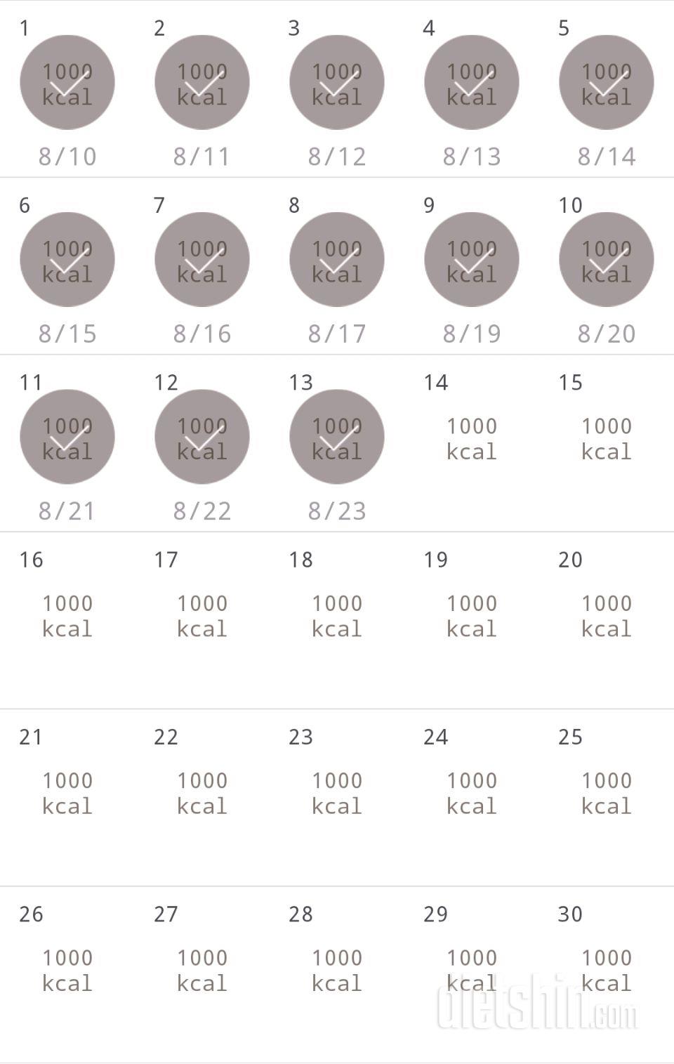 30일 1,000kcal 식단 13일차 성공!