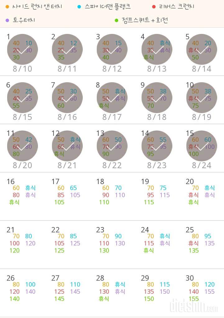 30일 전신운동  15일차 성공!