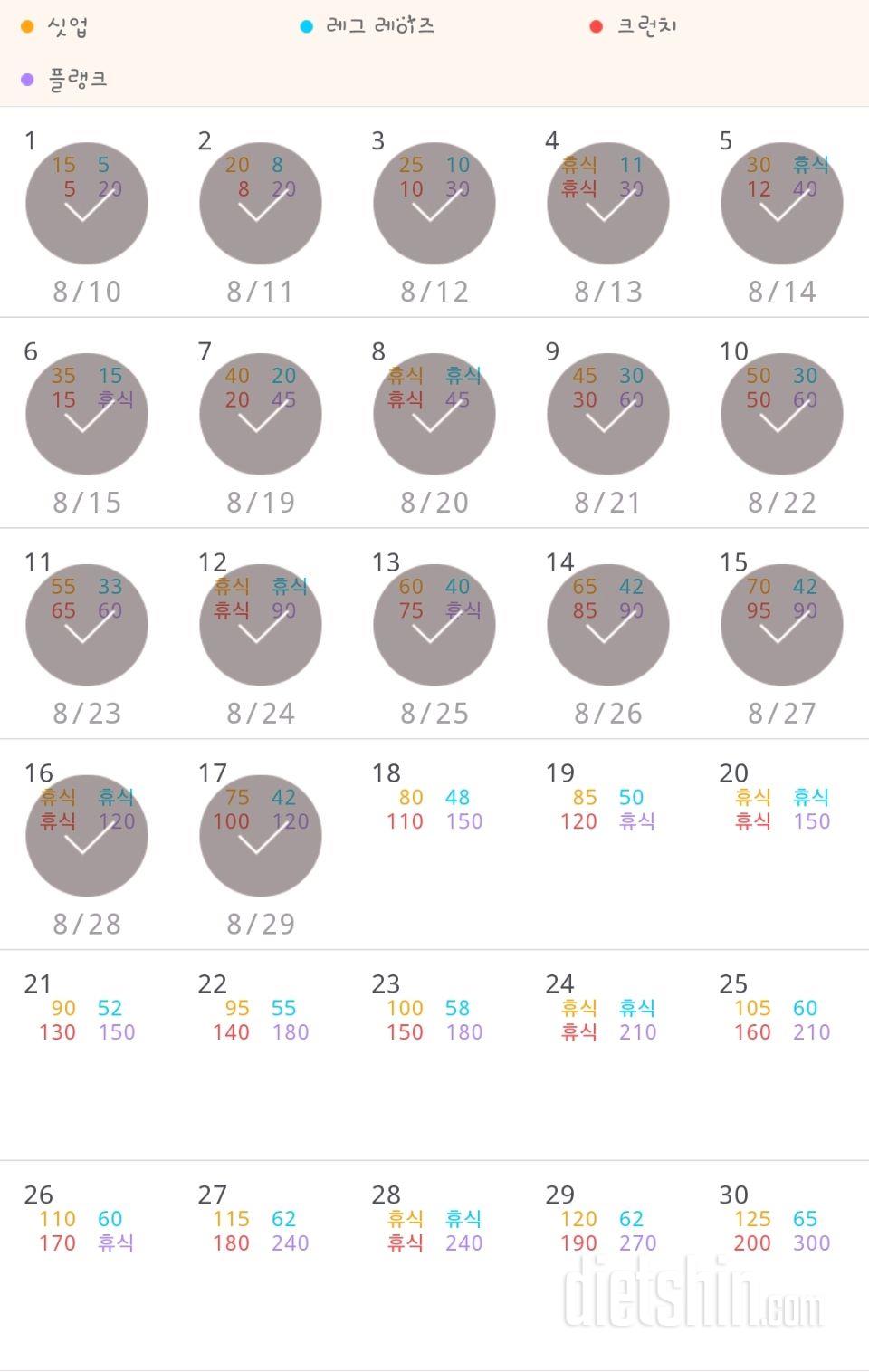 30일 복근 만들기 17일차 성공!